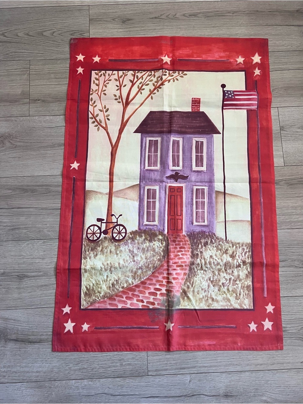 Decorative House Porch Flag 38 x 25" Primitive Country Summer House